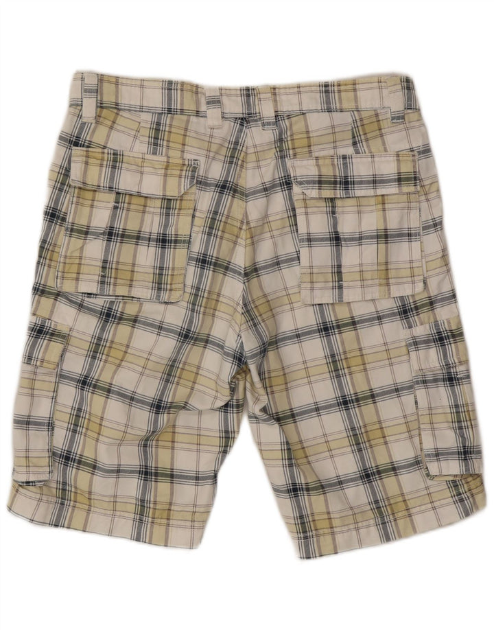 Angelo Litrico Mens Cargo Shorts IT 50 Grande W34 Algodão Xadrez Branco