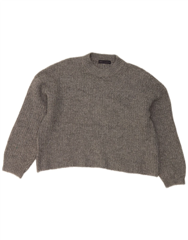 Suéter feminino Marks & Spencer com gola redonda e gola redonda Reino Unido 14 grande cinza