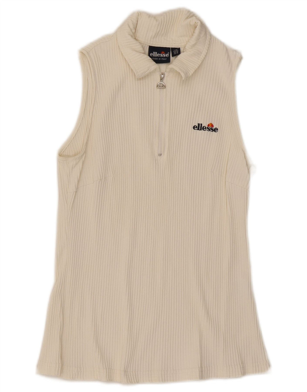 Camisa polo feminina sem mangas Ellesse Reino Unido 16 grande poliamida branca