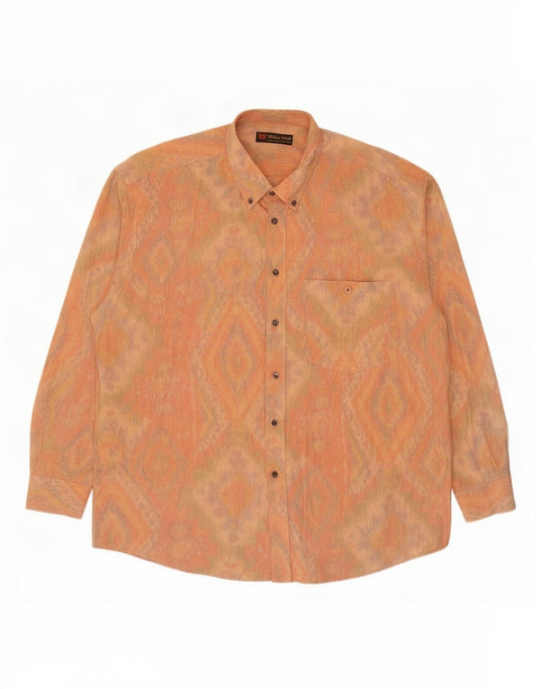 Camisa masculina Walter Wolf tamanho 44 XL laranja algodão geométrico