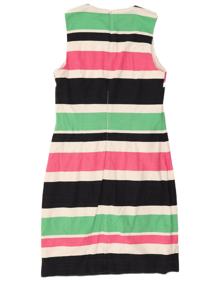 Vestido feminino HOBBS sem mangas com bainha UK 10 pequeno listrado multicolorido