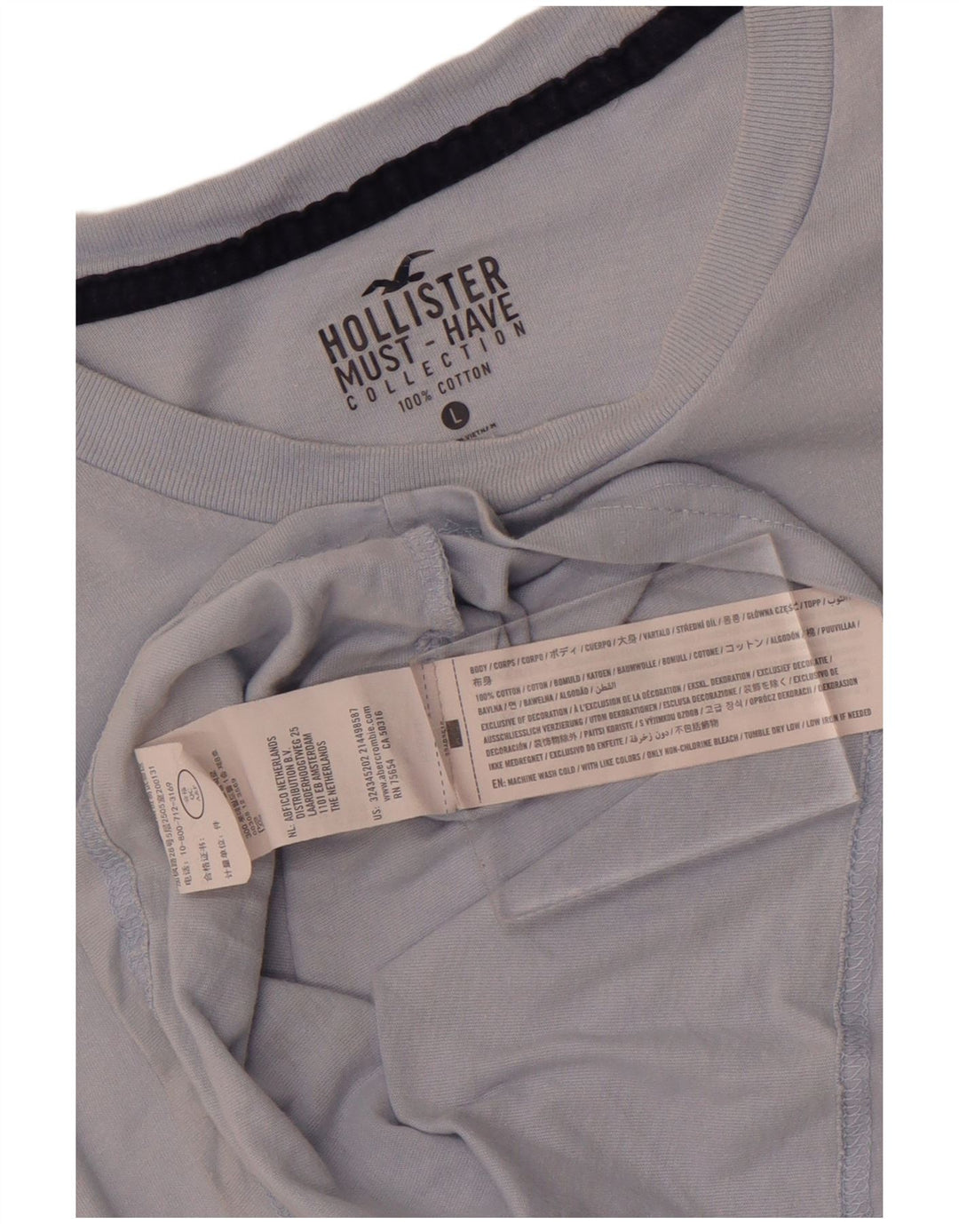 Camiseta masculina Hollister grande algodão azul