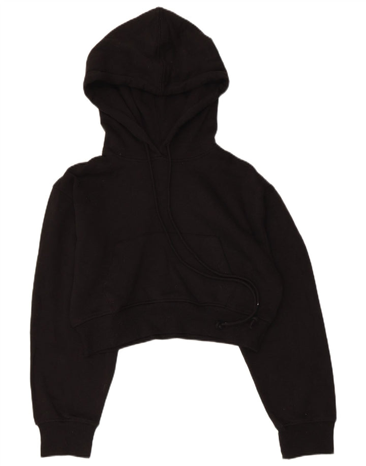 ZARA Womens Crop Hoodie Jumper UK 10 Pequeno Poliéster Preto