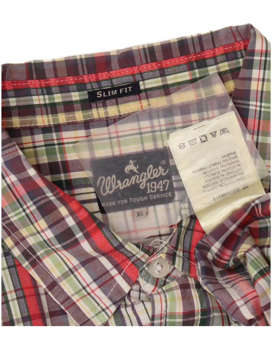 Camisa masculina Wrangler Slim Fit de manga curta XL algodão xadrez multicolorido