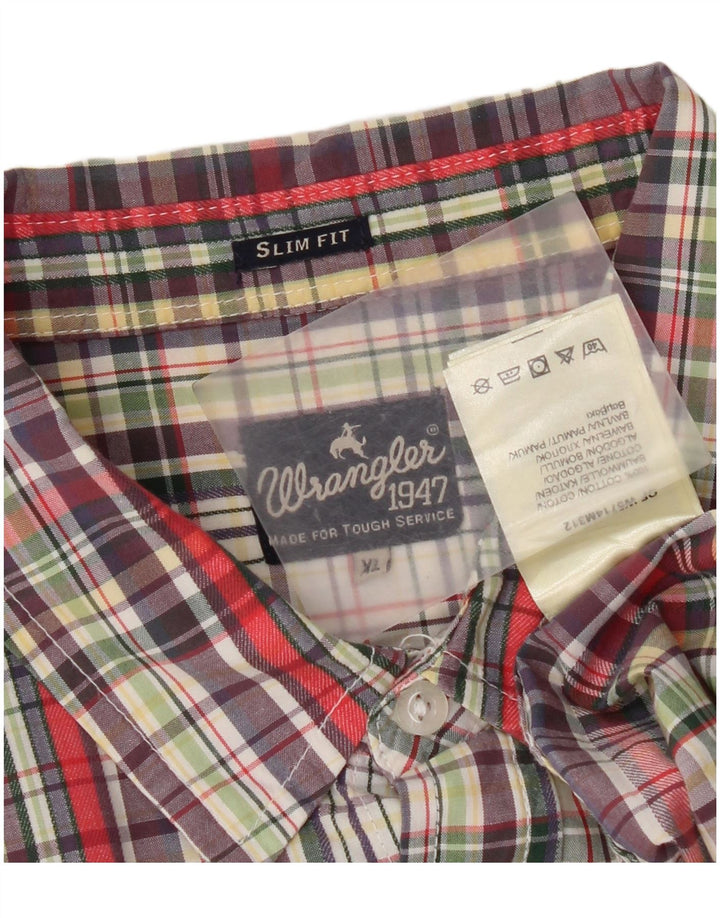 Camisa masculina Wrangler Slim Fit de manga curta XL algodão xadrez multicolorido
