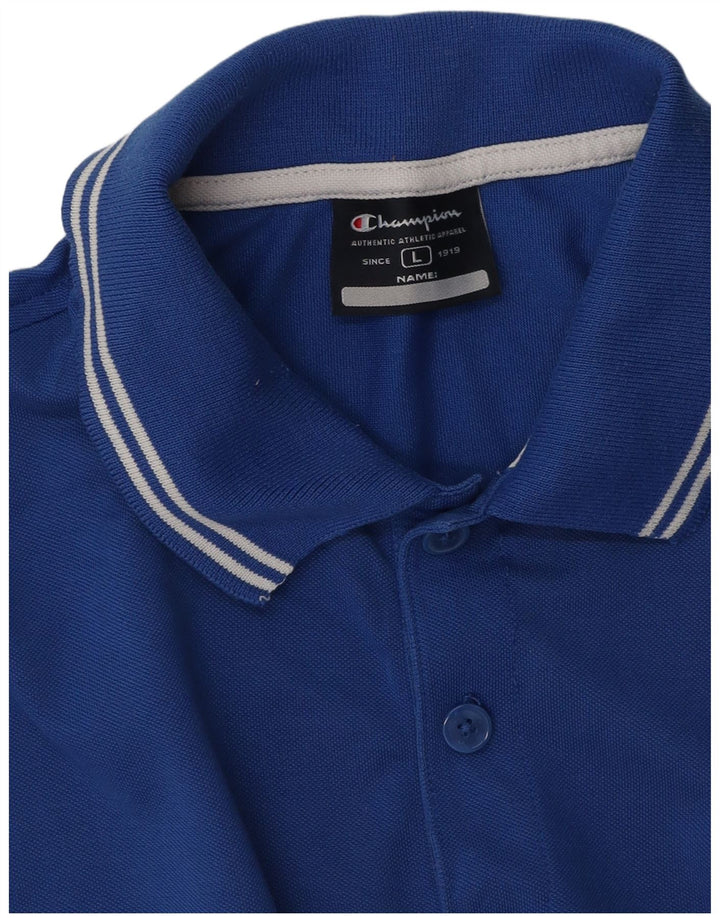 Camisa pólo gráfica masculina Champion grande azul
