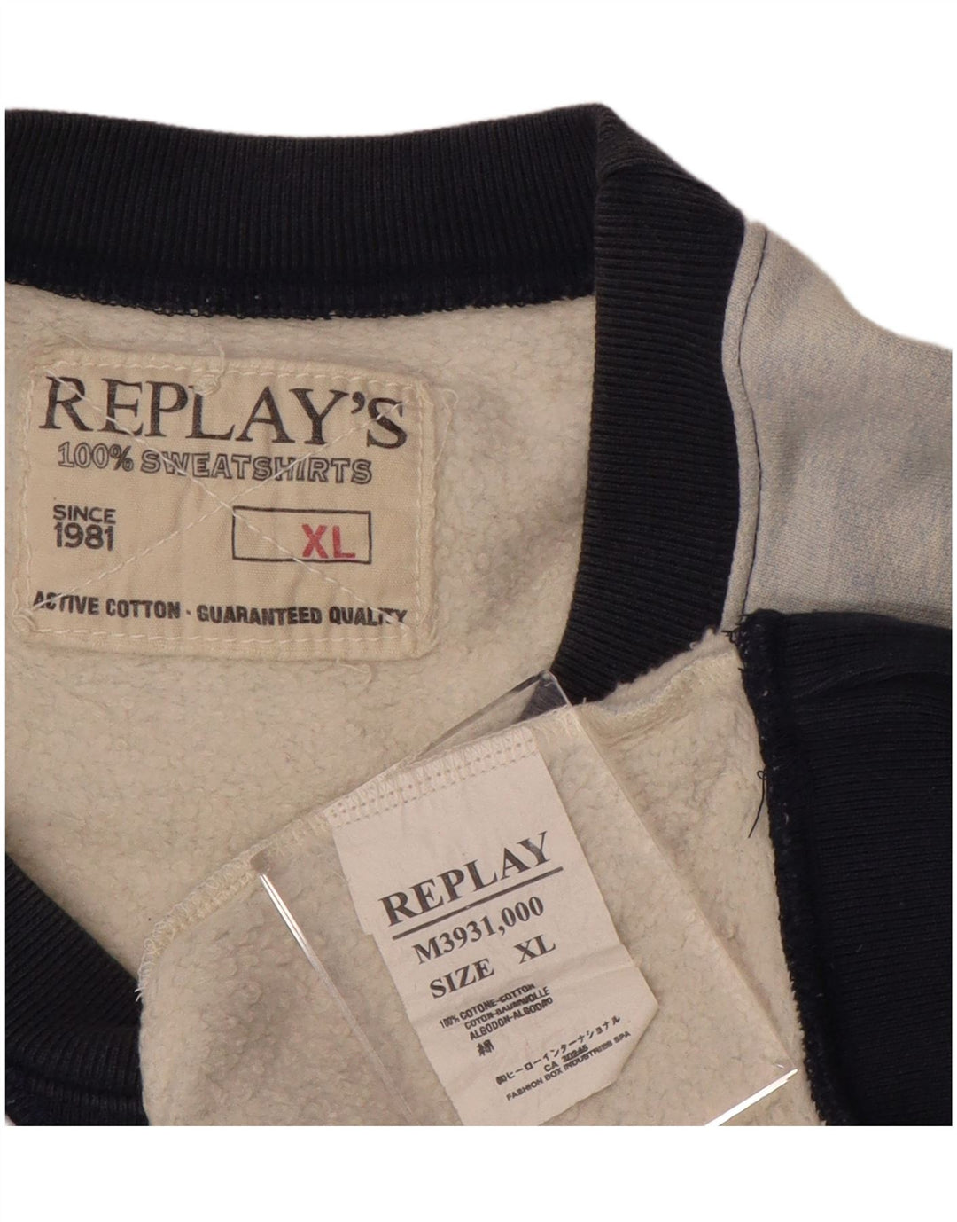 REPLAY Moletom gráfico masculino Jumper XL azul colorblock algodão