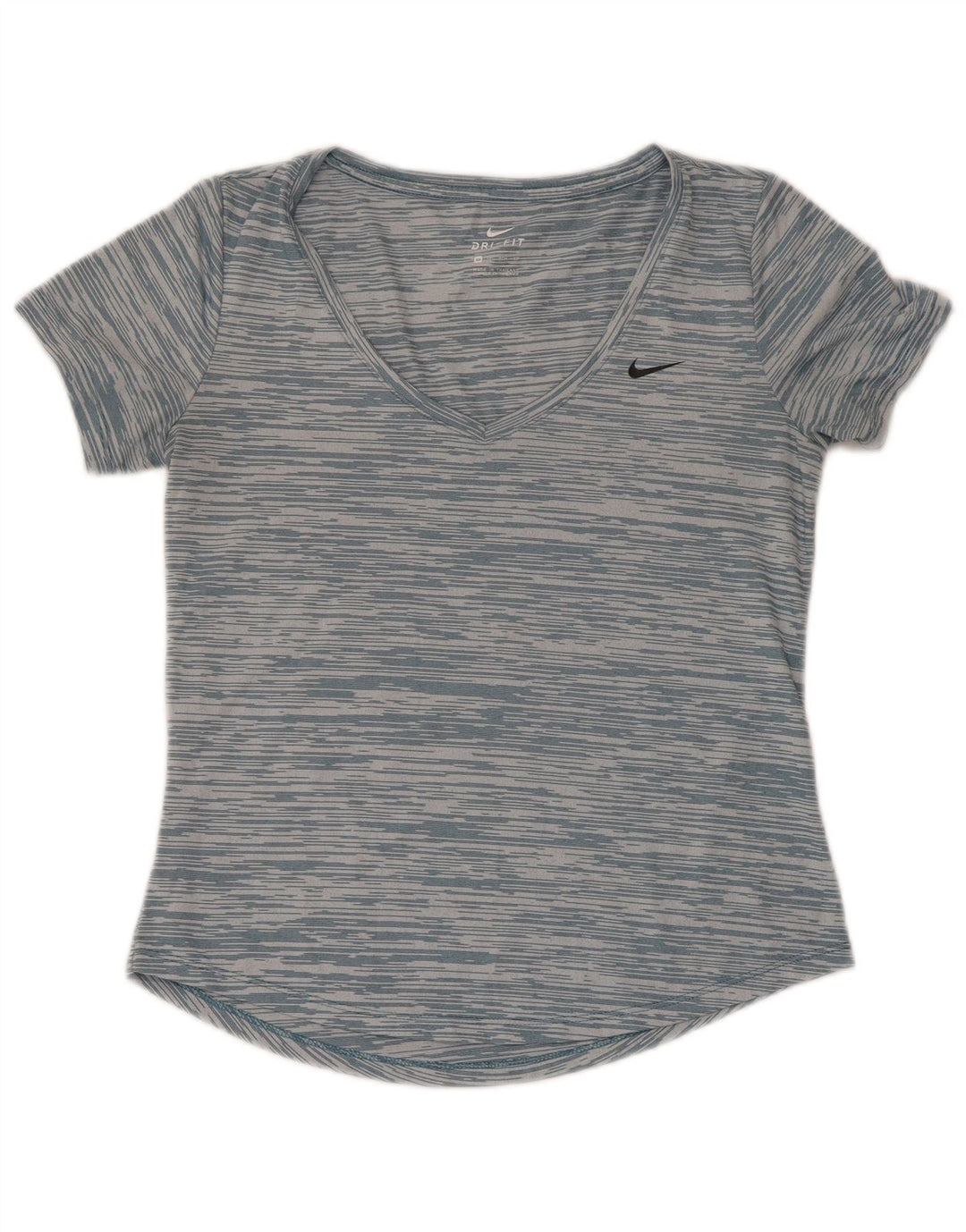 Camiseta feminina Nike Dri Fit Loose Fit Top UK 6 XS Azul Listrado Poliéster