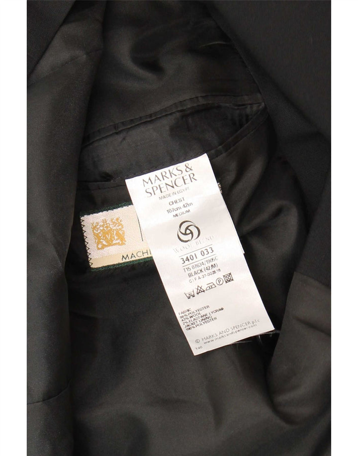 Jaqueta blazer masculina Marks & Spencer com peito duplo Reino Unido 42 grande preta