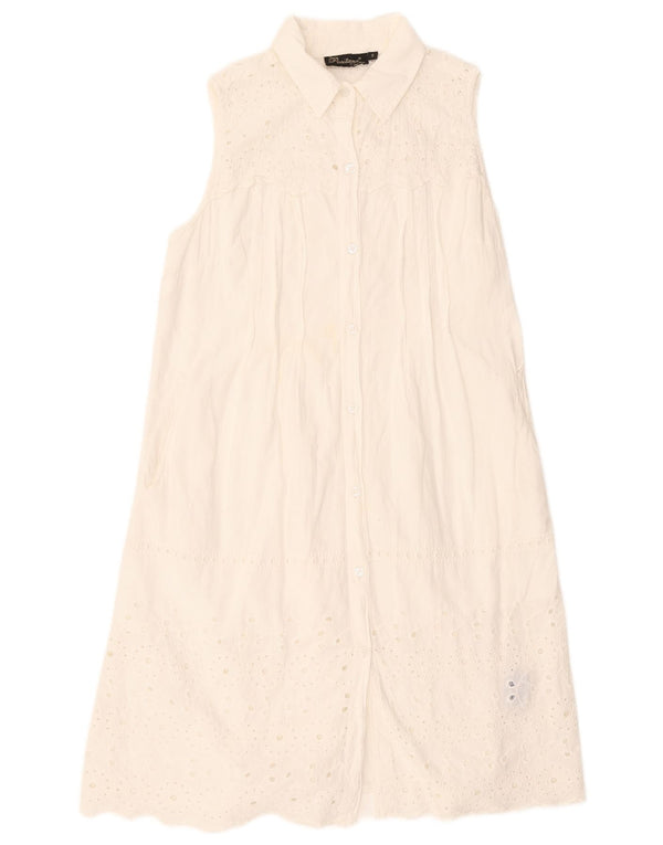 Vestido camisa feminino sem mangas Positano by Jean Paul Reino Unido 10 pequeno branco