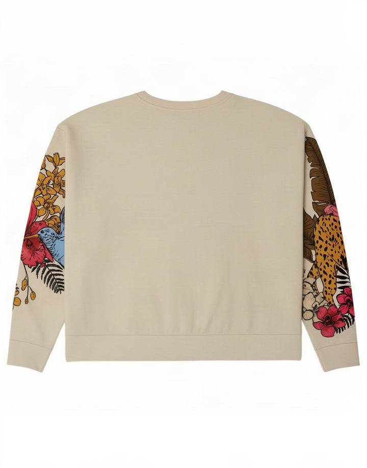 Zara moletom feminino gráfico oversized jumper Reino Unido 14 médio branco floral