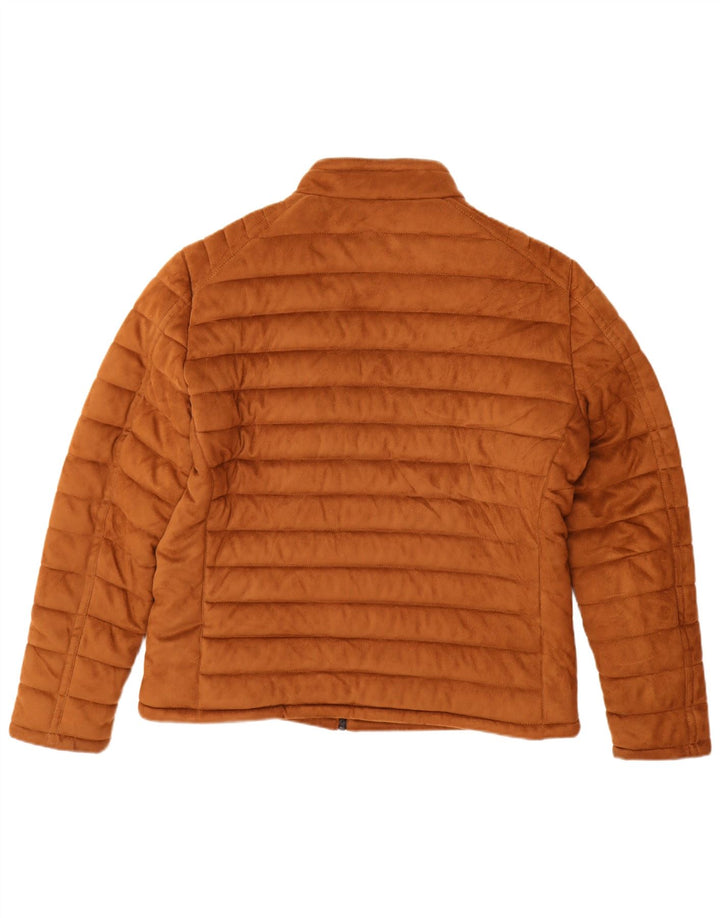Jaqueta acolchoada masculina Zara UK 42 XL marrom poliéster