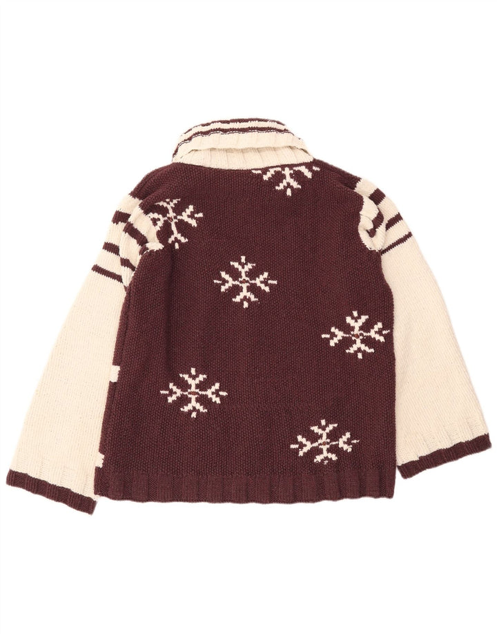 Suéter masculino vintage com gola redonda, bloco colorido marrom médio para inverno