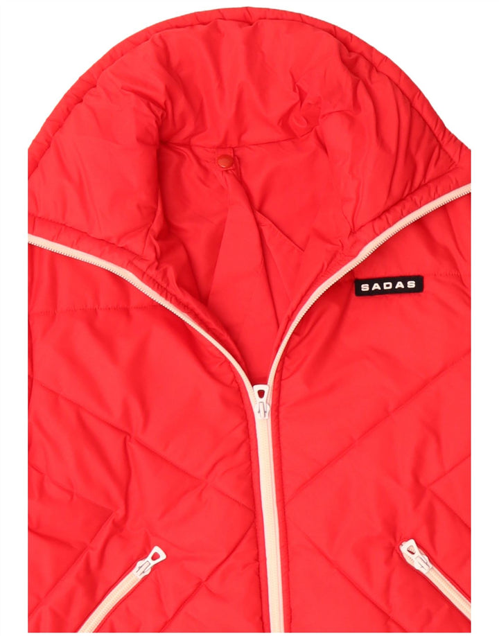 Jaqueta acolchoada com capuz feminina VINTAGE UK 16 grande poliamida vermelha