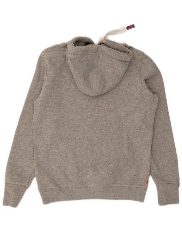 Superdry feminino gráfico moletom com capuz UK 16 grande algodão cinza