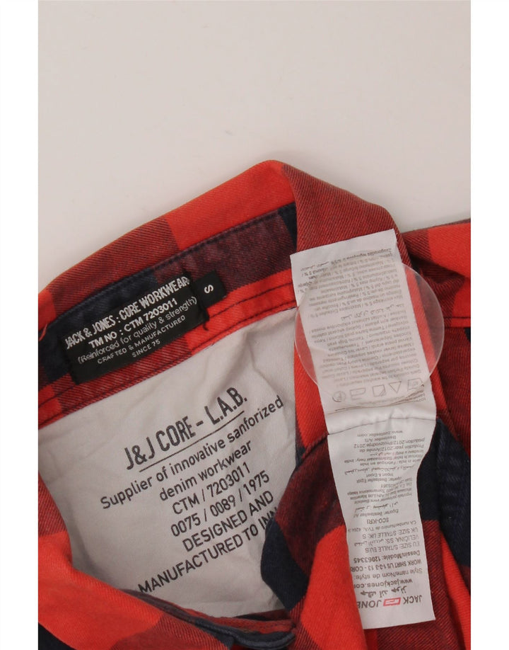 Camisa masculina de flanela JACK & JONES pequena vermelha xadrez algodão