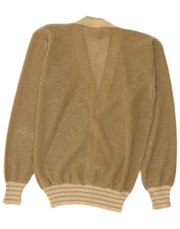Suéter cardigã feminino La Perla Reino Unido 12 médio dourado salpicado