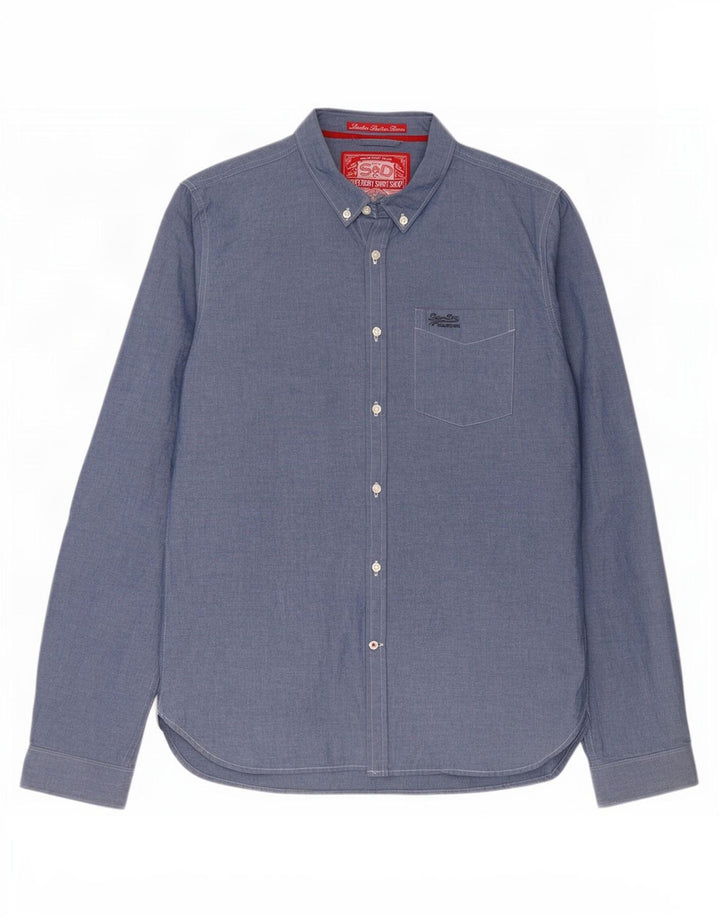 Camisa masculina Superdry XL azul algodão