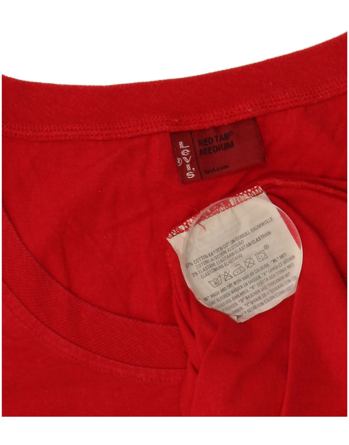 Camiseta feminina LEVI'S UK 12 algodão vermelho médio