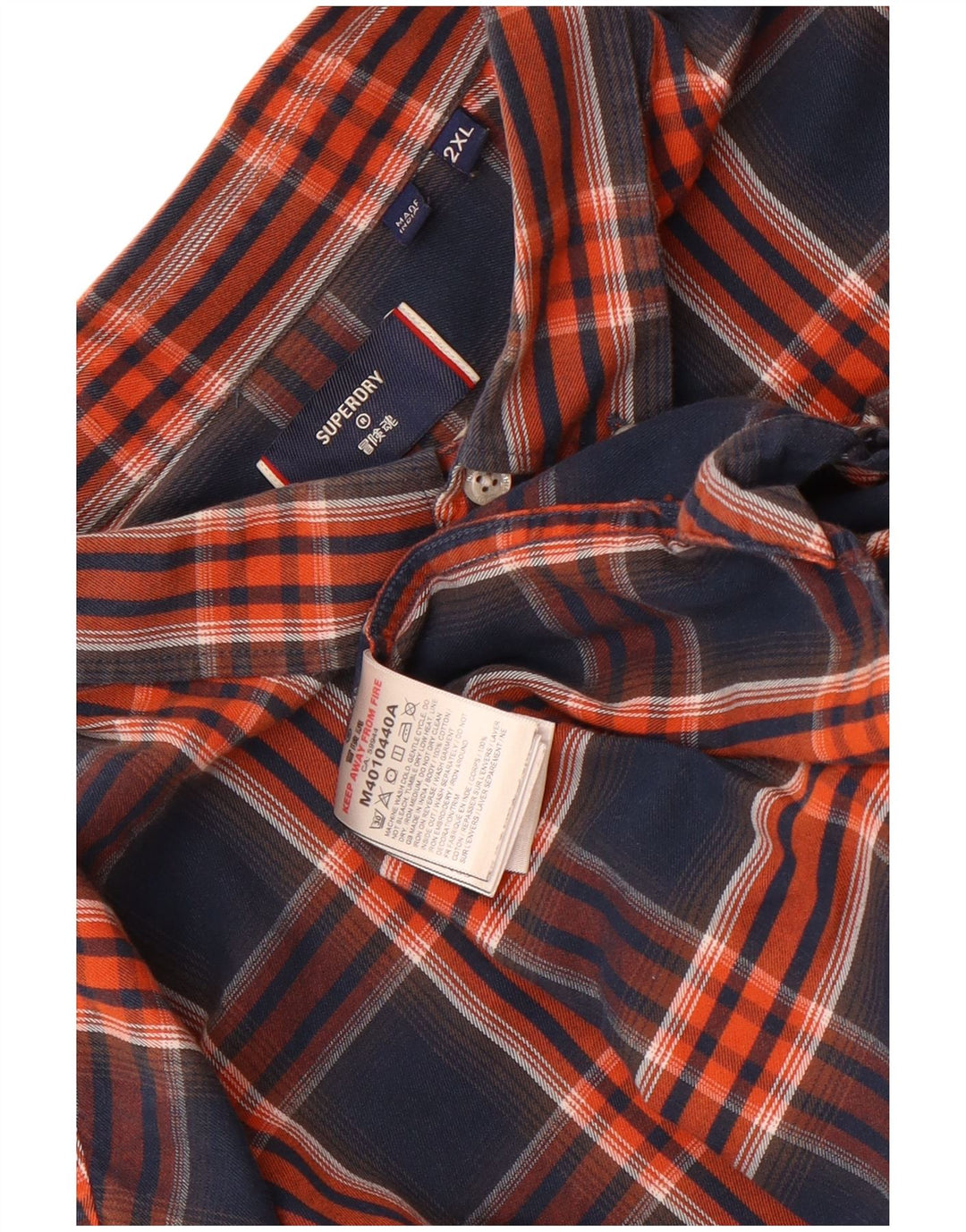 Camisa masculina de flanela Superdry 2XL algodão xadrez azul marinho