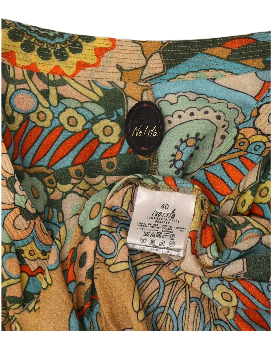 Vestido feminino Nolita com padrão abstrato império IT 40 pequeno multicolorido