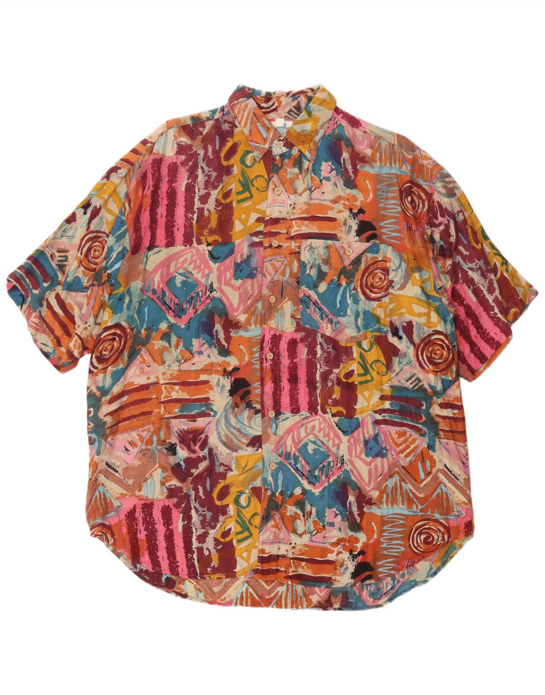 Camisa masculina de manga curta AVANTI XL viscose geométrica multicolorida