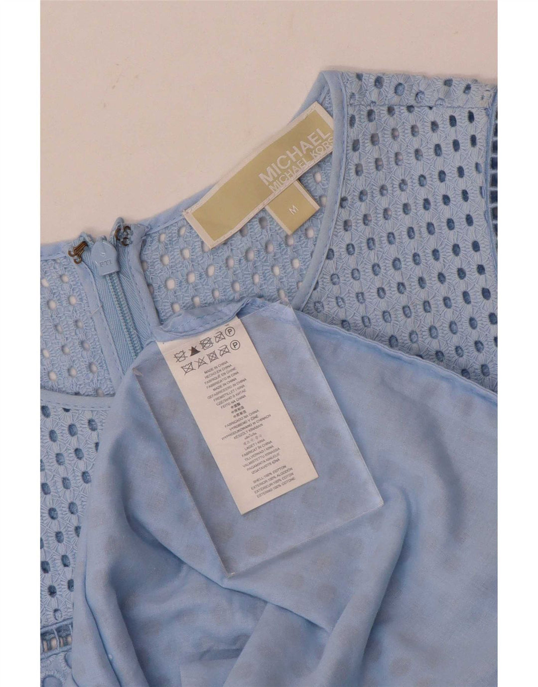Vestido feminino Michael Kors A-Line UK 12 algodão azul médio