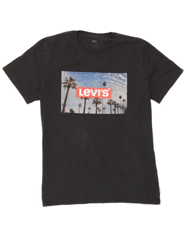 Camiseta gráfica masculina Levi's Top grande de algodão preto