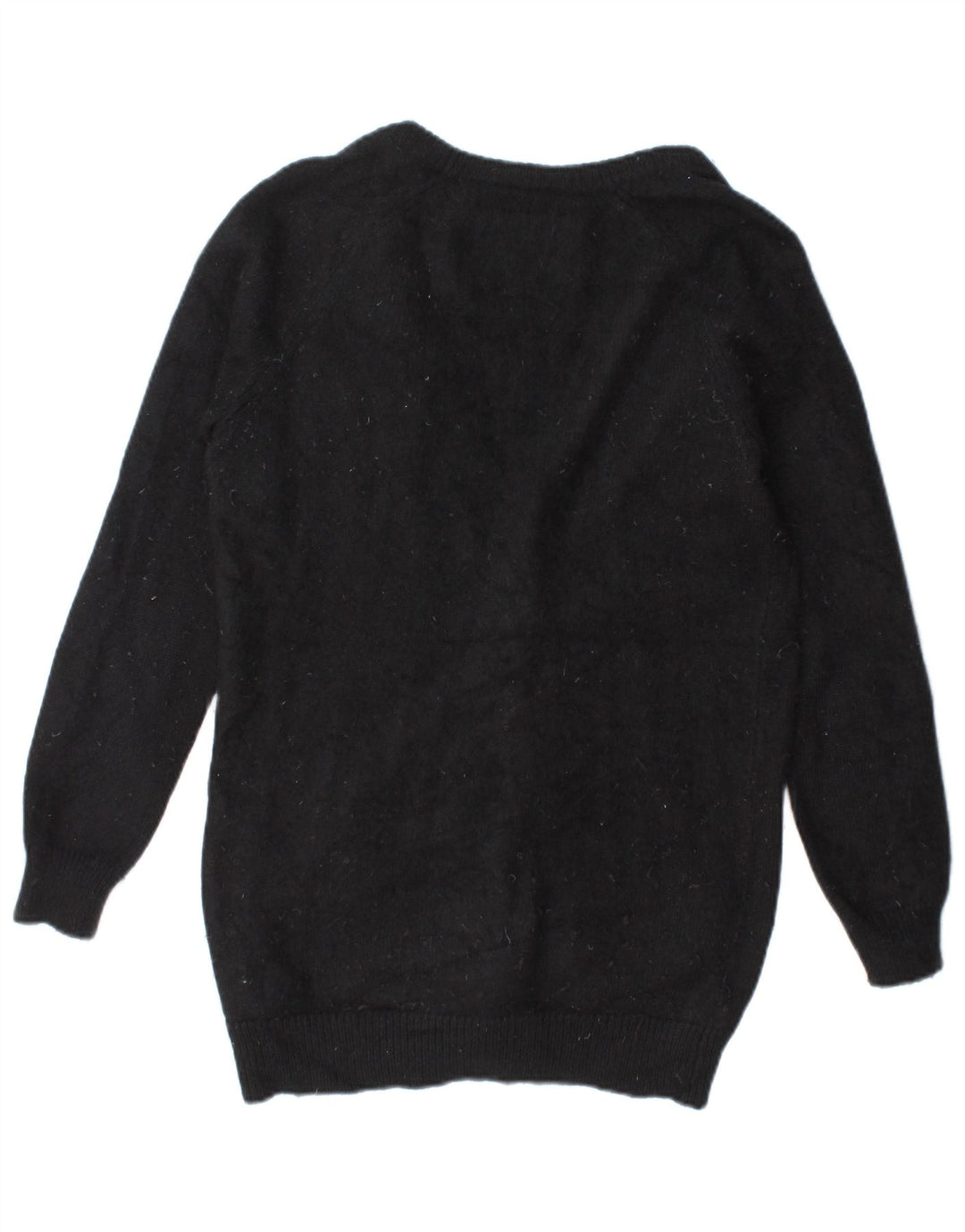 Suéter cardigã feminino grande Jack Wills Reino Unido 10 pequeno angorá preto