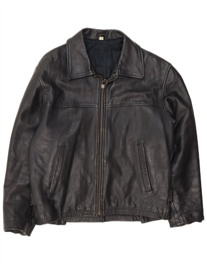 Jaqueta de couro masculina vintage IT 48 média preta