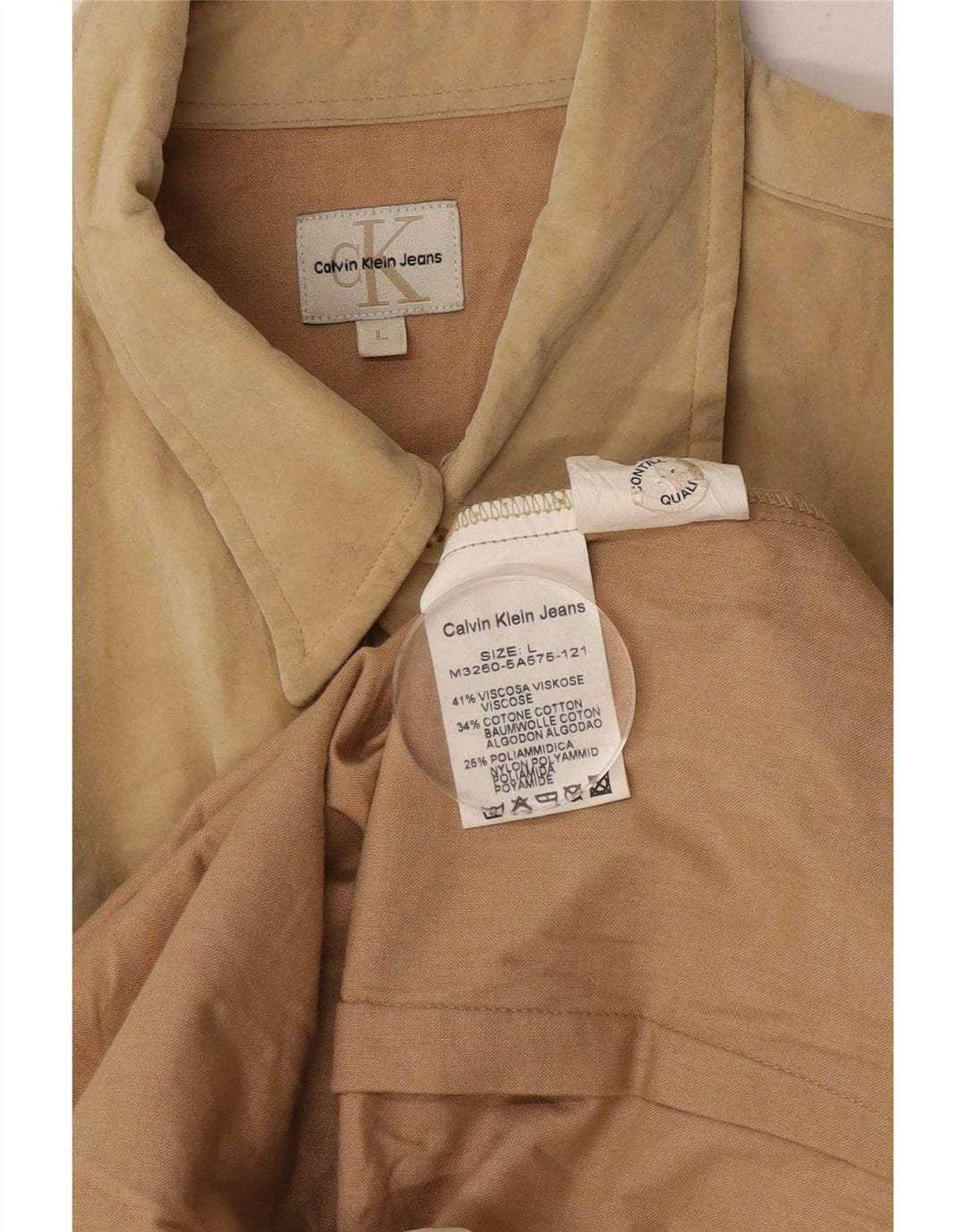 Camisa masculina Calvin Klein Jeans grande viscose bege