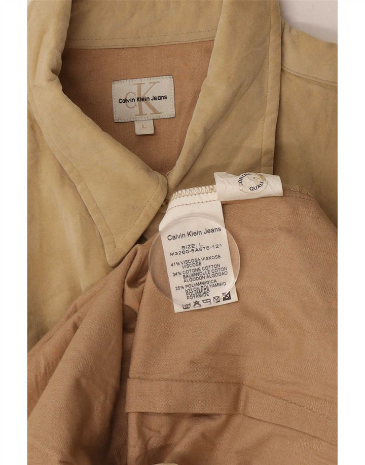 Camisa masculina Calvin Klein Jeans grande viscose bege