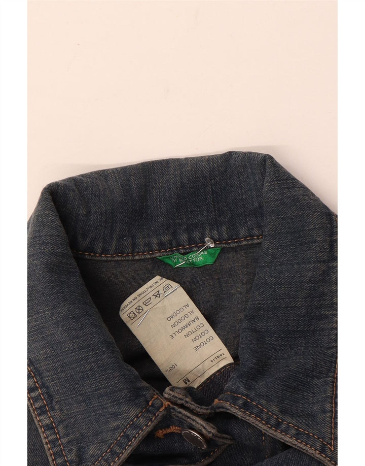 Jaqueta jeans feminina Benetton UK 14 algodão azul médio