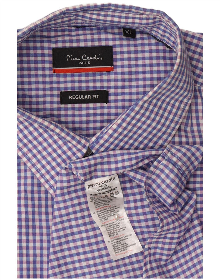 Camisa masculina Pierre Cardin manga curta regular fit XL azul guingão poliéster