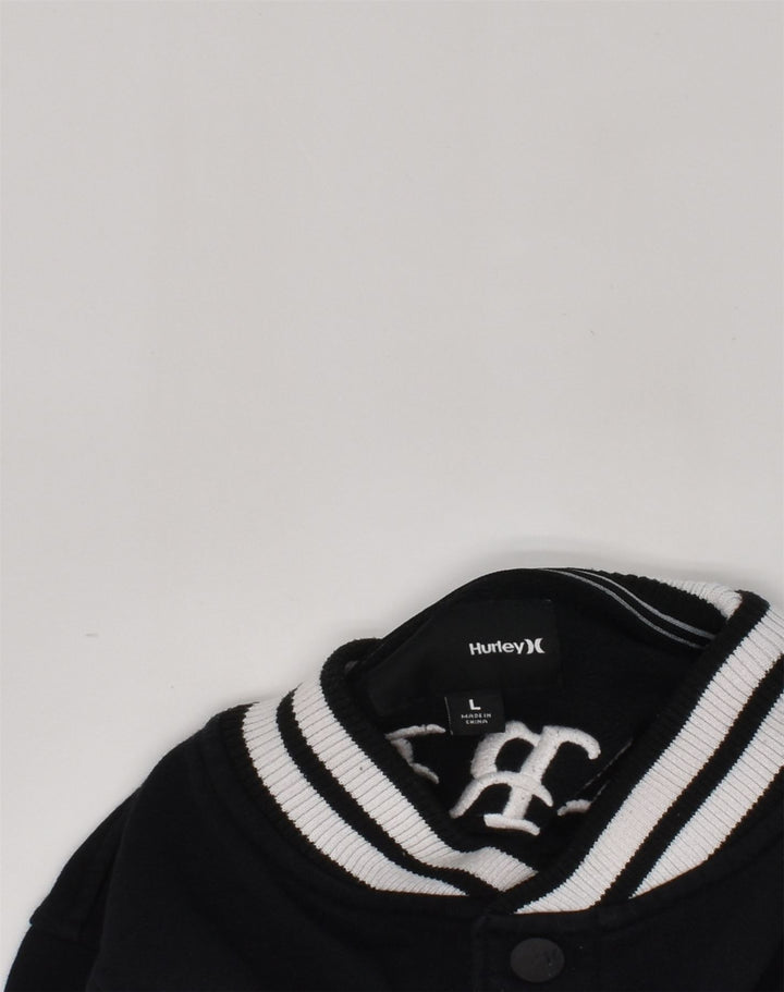 Jaqueta HURLEY Boys Graphic Varsity 11-12 anos grande algodão preto