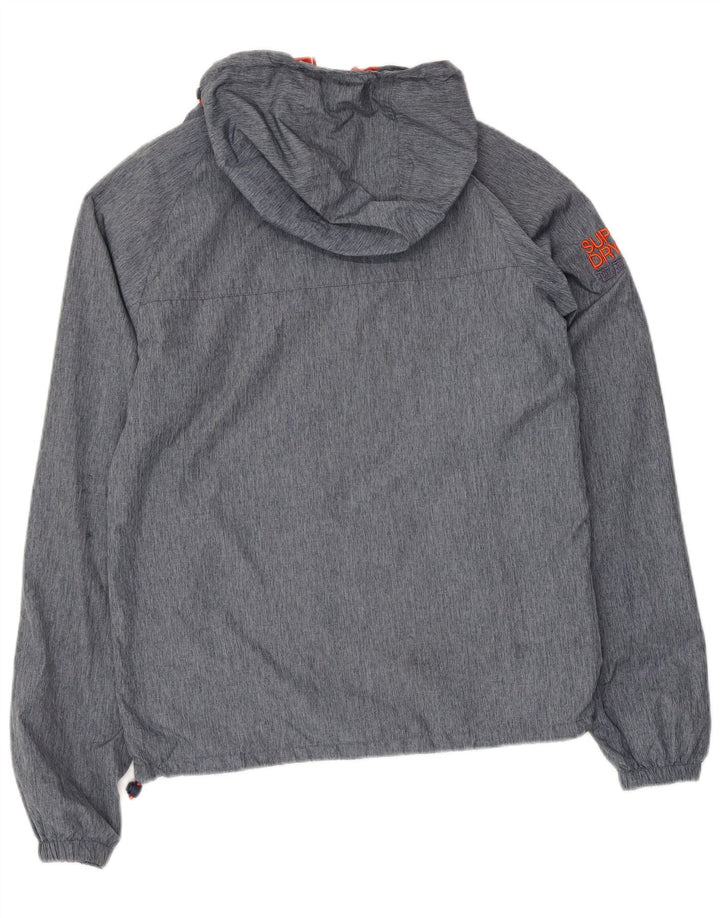 SUPERDRY Womens Windcagoule Oversized Windbreaker Jacket UK 10 Small Grey