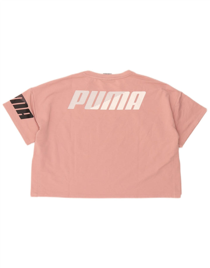 Camiseta Feminina Puma Crop Graphic Top UK 16 Grande Poliéster Rosa