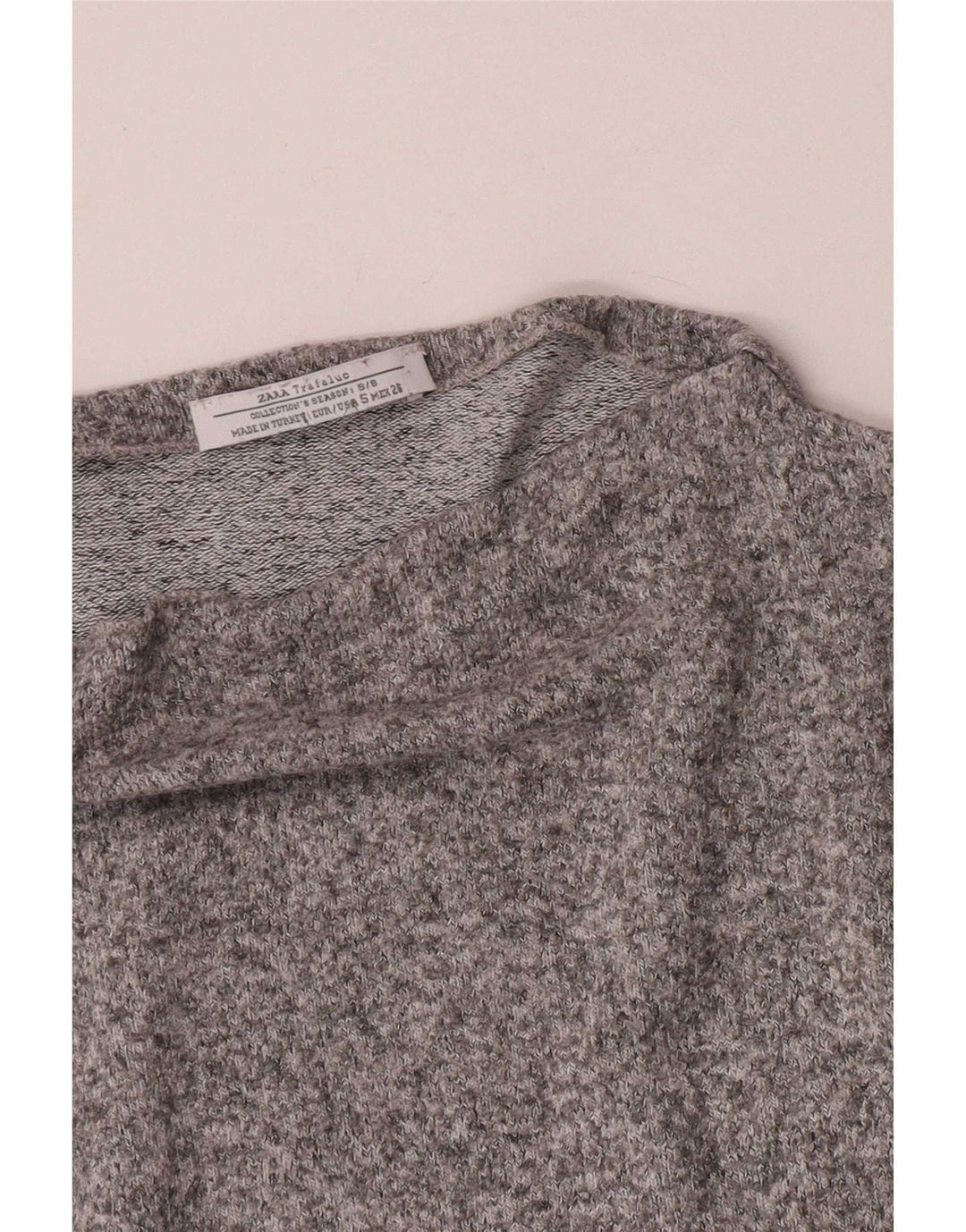Zara Top feminino oversized manga comprida Reino Unido 10 pequeno cinza manchado
