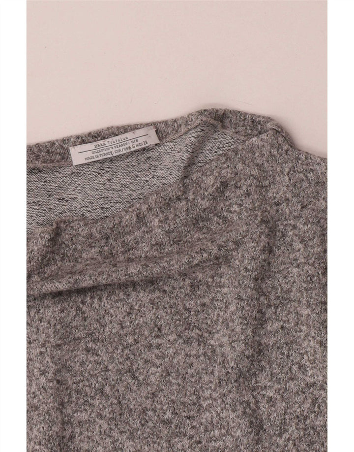 Zara Top feminino oversized manga comprida Reino Unido 10 pequeno cinza manchado