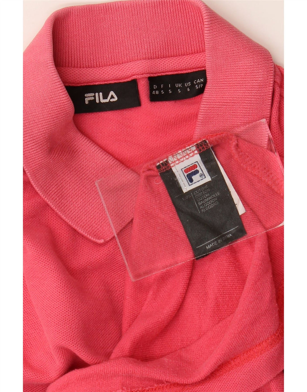 Camisa polo masculina FILA pequena algodão rosa
