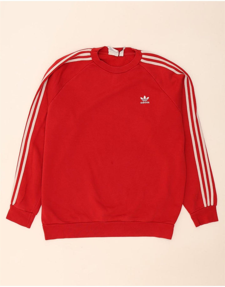 Adidas Mens Moletom Jumper Grande Algodão Vermelho