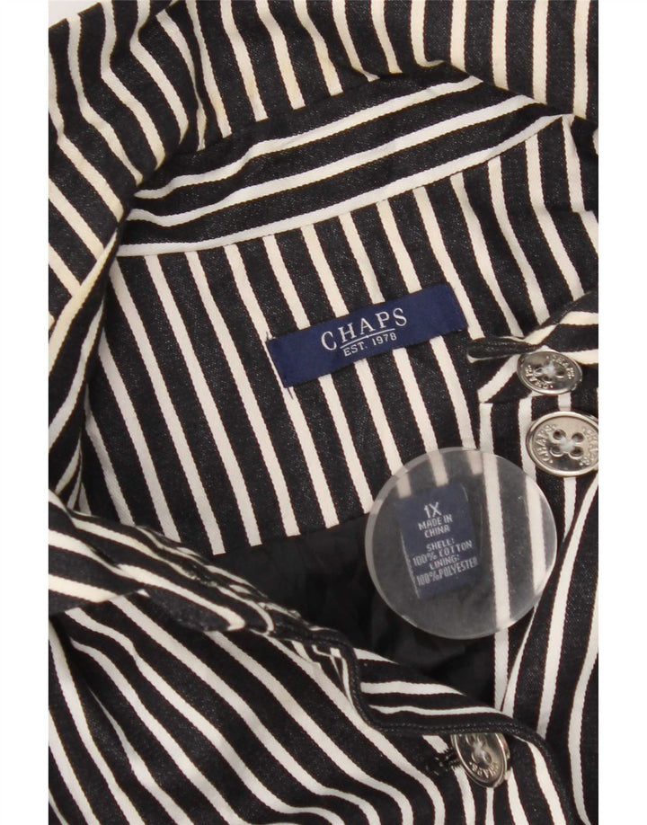 Jaqueta blazer feminina Chaps manga 3/4 e 6 botões UK 18 XL azul marinho listrado