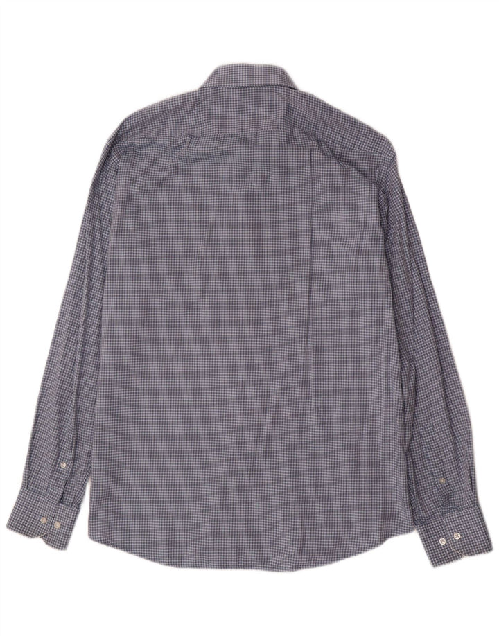 Camisa masculina de ajuste regular HUGO BOSS tamanho 42 16 1/2 grande guingão azul