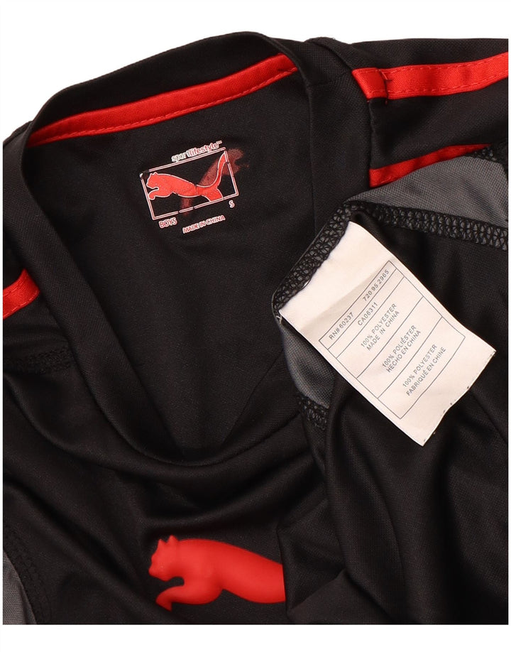 PUMA Boys Graphic Top manga comprida 7-8 anos pequeno preto colorblock