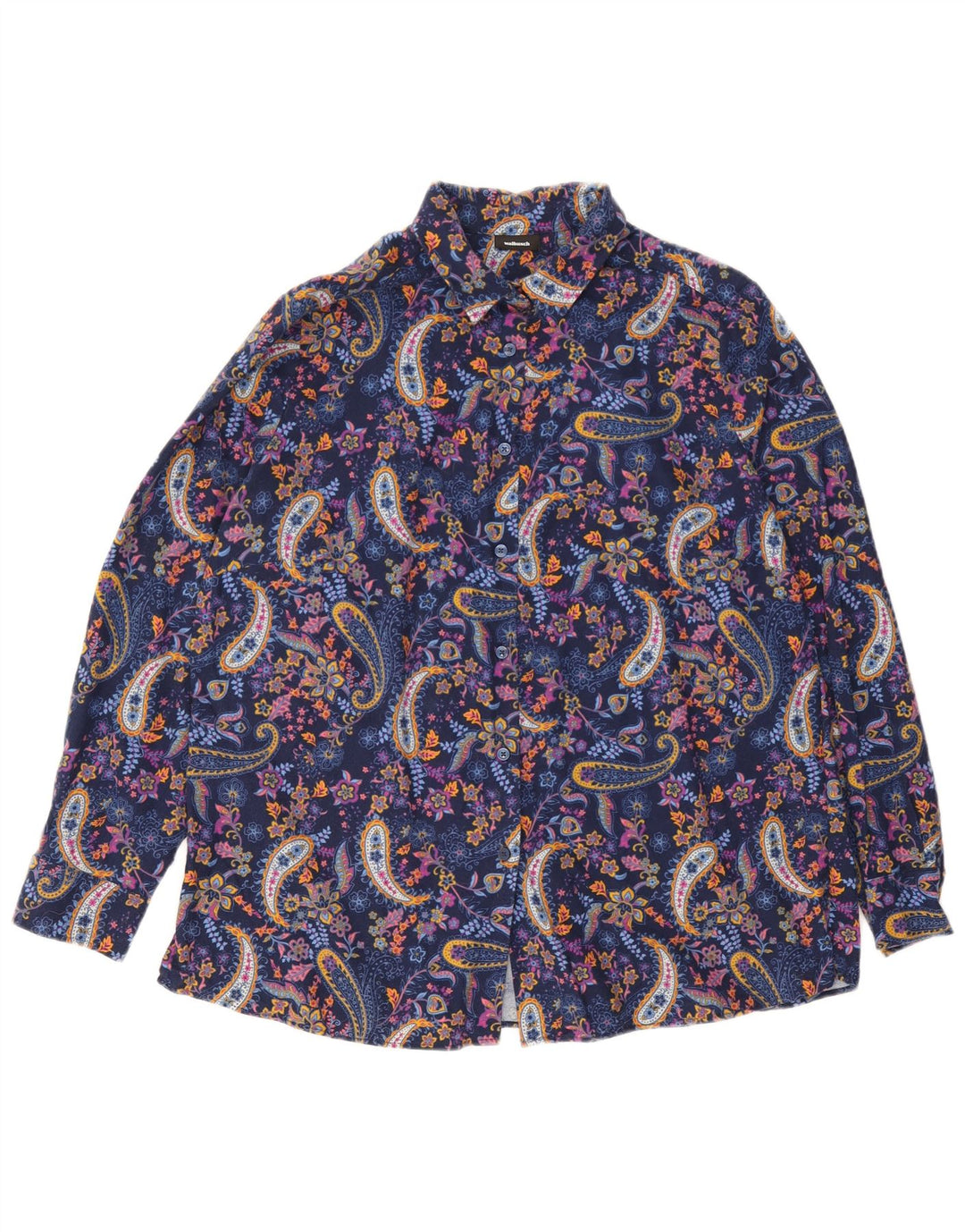 Blusa feminina grande Walbusch IT 44 médio azul marinho Paisley