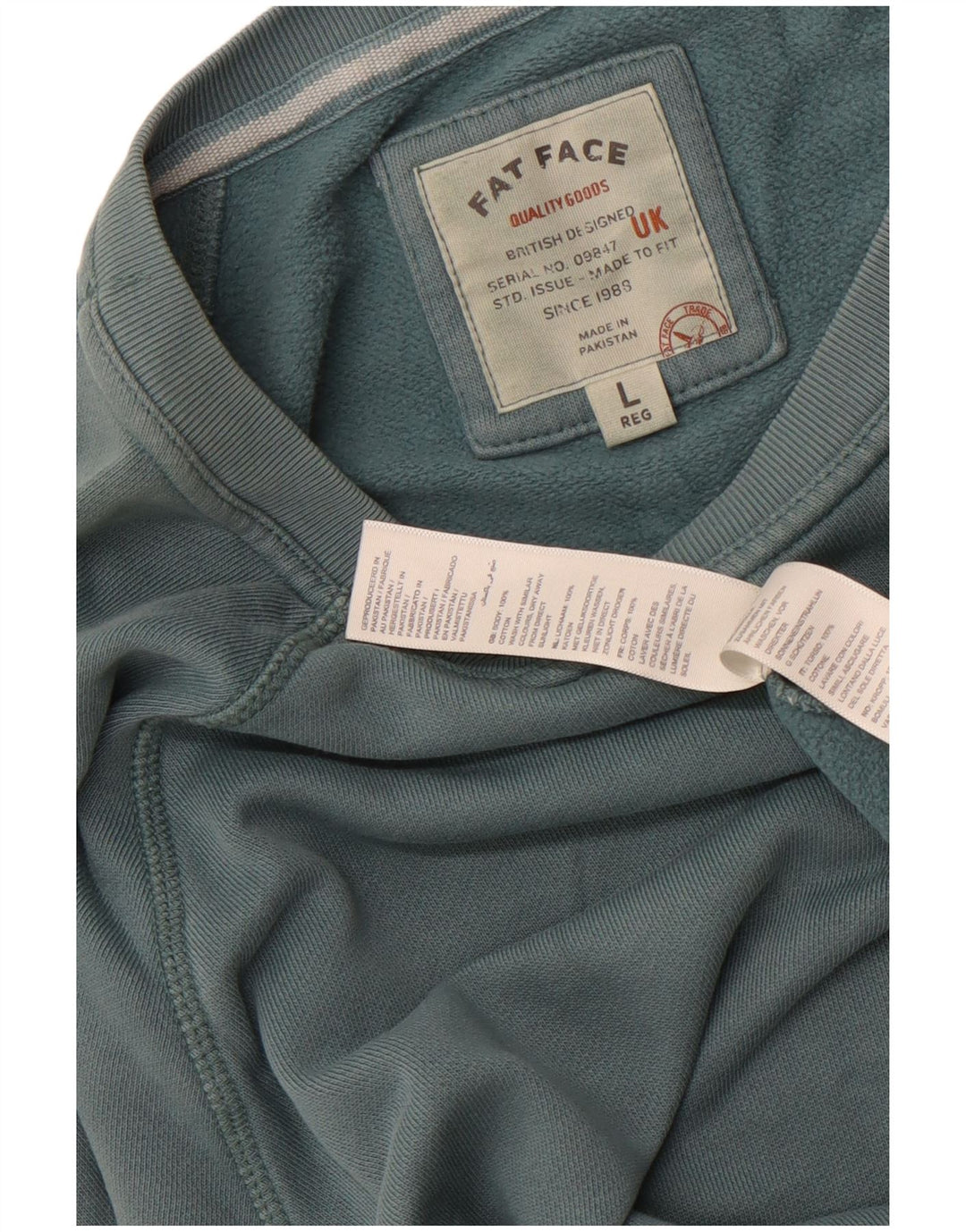 Fat Face Mens Gráfico Moletom Jumper Grande Algodão Verde