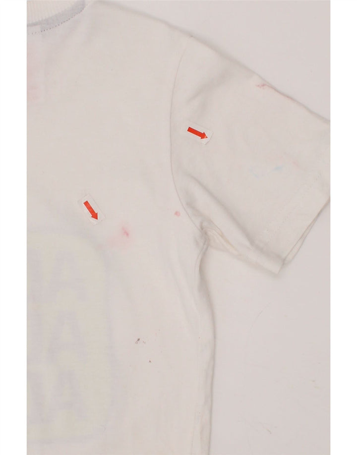 ADIDAS Boys Graphic T-Shirt Top 5-6 Years White Cotton Vintage Adidas and Second-Hand Adidas from Messina Hembry 