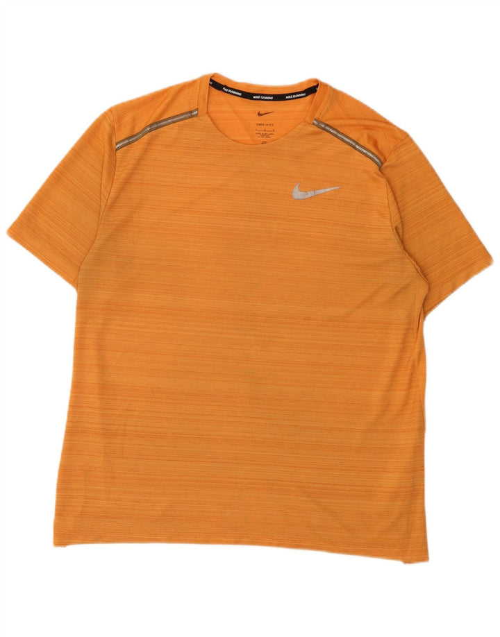 Camiseta Nike Masculina Dri Fit Top Grande Listrada Laranja Poliéster