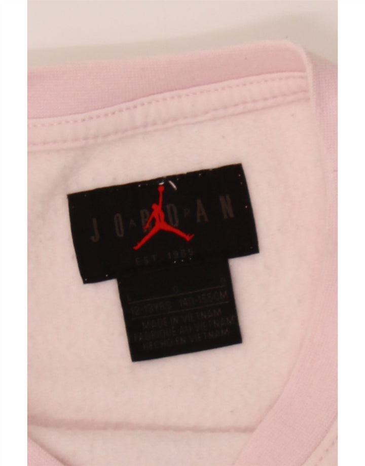 JORDAN Girls Crop Sweatshirt Jumper 12-13 Years Large  Pink Cotton Vintage Jordan and Second-Hand Jordan from Messina Hembry 