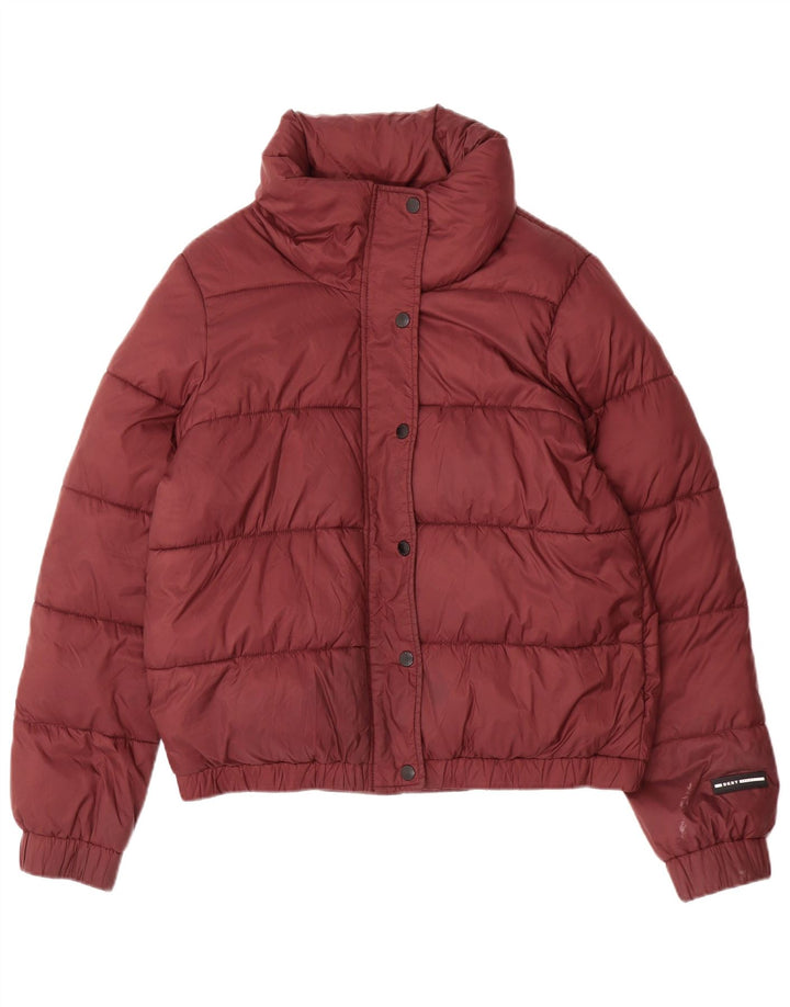 Jaqueta feminina acolchoada gráfica Dkny UK 14 poliéster marrom médio